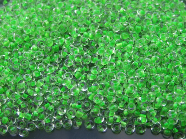 10g TOHO 3mm Magatama Japanese Seed Beads 184 Inside Color Luster Crystal/Spearmint Lined Beadacious