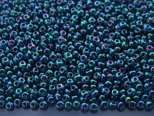 10g TOHO 3mm Magatama Japanese Seed Beads 321 Gold Lustered Light Tanzanite Beadacious