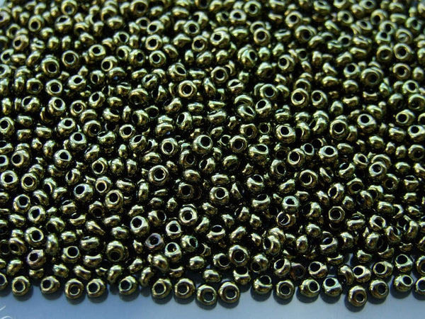 10g TOHO 3mm Magatama Japanese Seed Beads 422 Gold Lustered Dark Antique Bronze Beadacious