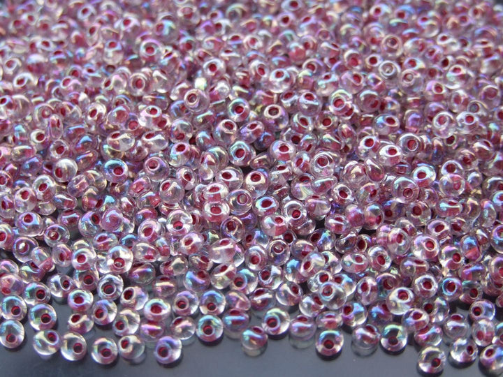 10g TOHO 3mm Magatama Japanese Seed Beads 771 Inside Color Crystal/Strawberry Lined Rainbow Beadacious