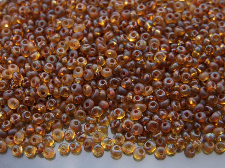 10g TOHO 3mm Magatama Japanese Seed Beads Y301F HYBRID Frosted Natural Picasso Beadacious