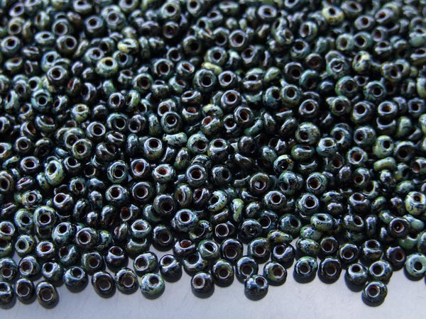 10g TOHO 3mm Magatama Japanese Seed Beads Y302 HYBRID Jet Picasso Beadacious