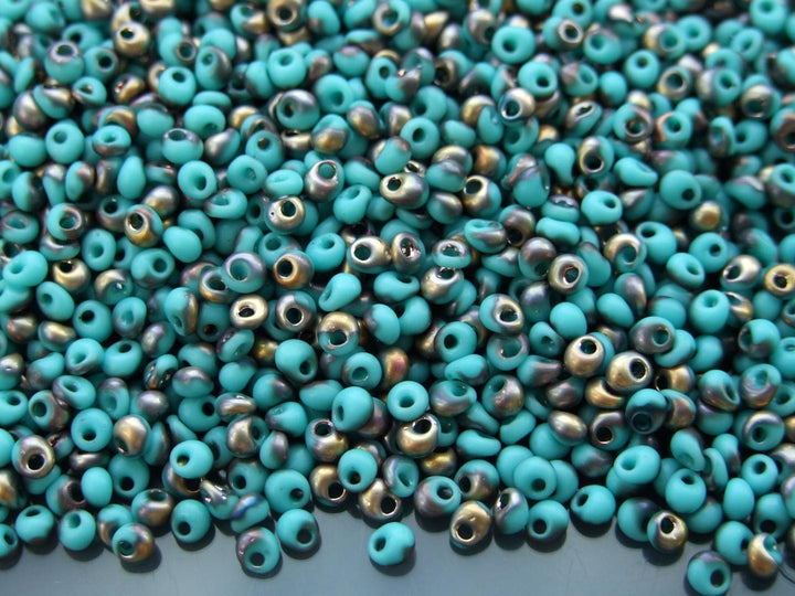 10g TOHO 3mm Magatama Japanese Seed Beads Y857F HYBRID Apollo Frosted Turquoise Beadacious