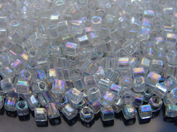 10g TOHO 4mm Cube Japanese Seed Beads 161 Transparent Rainbow Crystal Beadacious