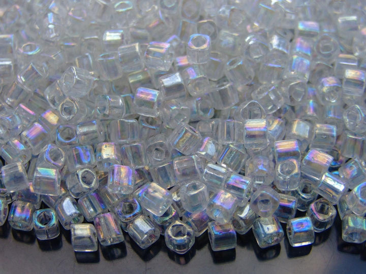 10g TOHO 4mm Cube Japanese Seed Beads 161 Transparent Rainbow Crystal Beadacious