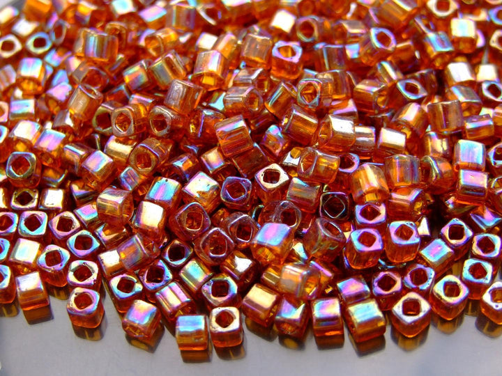 10g TOHO 4mm Cube Japanese Seed Beads 177 Transparent Smoky Topaz Rainbow Beadacious