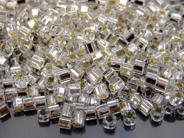 10g TOHO 4mm Cube Japanese Seed Beads 21 Silver Lined Crystal Beadacious