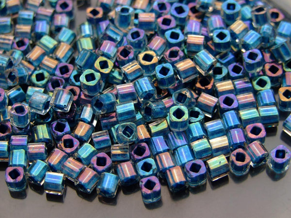 10g TOHO 4mm Cube Japanese Seed Beads 263 Inside Color Crystal/Light Capri Rainbow Beadacious