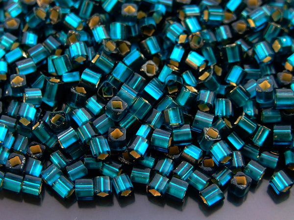 10g TOHO 4mm Cube Japanese Seed Beads 27BDF Silver Lined Frosted Teal Beadacious