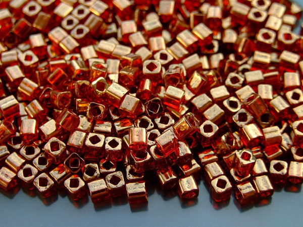 10g TOHO 4mm Cube Japanese Seed Beads 329 Gold Lustered African Sunset Beadacious