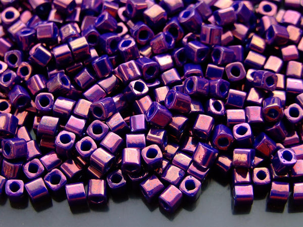 10g TOHO 4mm Cube Japanese Seed Beads 461 Higher Metallic Grape Beadacious