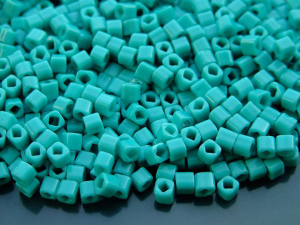 10g TOHO 4mm Cube Japanese Seed Beads 55 Opaque Turquoise Beadacious