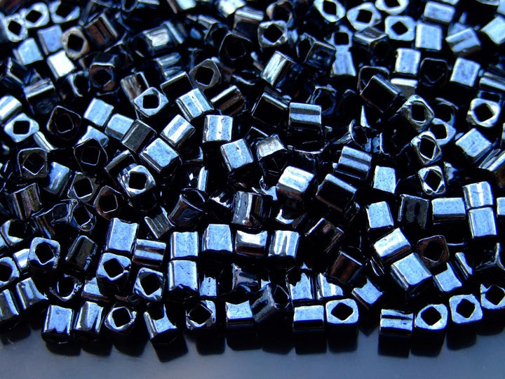 10g TOHO 4mm Cube Japanese Seed Beads 81 Metallic Hematite Beadacious