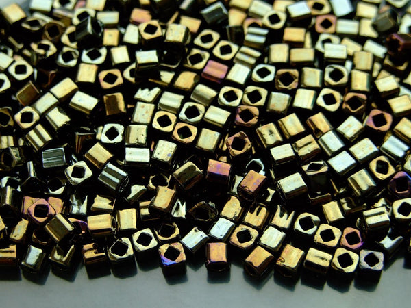 10g TOHO 4mm Cube Japanese Seed Beads 83 Metallic Iris Brown Beadacious