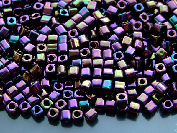 10g TOHO 4mm Cube Japanese Seed Beads 85 Metallic Iris Purple Beadacious