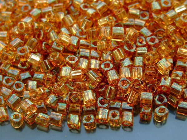 10g TOHO 4mm Cube Japanese Seed Beads Y152 HYBRID Luster Transparent Topaz/Pink Light Topaz Beadacious