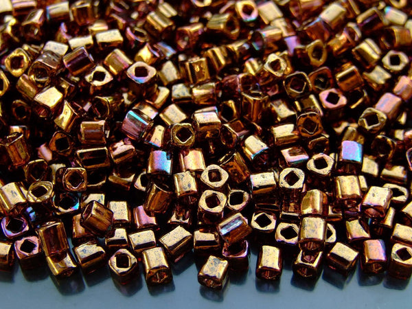 10g TOHO 4mm Cube Japanese Seed Beads Y191 HYBRID Topaz Bronze Vega Beadacious