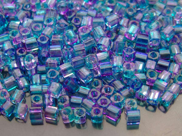 10g TOHO 4mm Cube Japanese Seed Beads Y423 HYBRID Pink Blue Beadacious