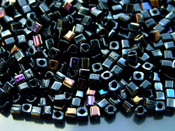 10g TOHO 4mm Cube Japanese Seed Beads Y872 HYBRID Twilight Jet Beadacious