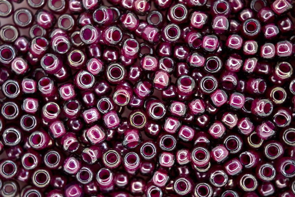 10g TOHO 6/0 Round Japanese Seed Beads 4mm 1076 Inside Color Grey/Magenta Lined Beadacious