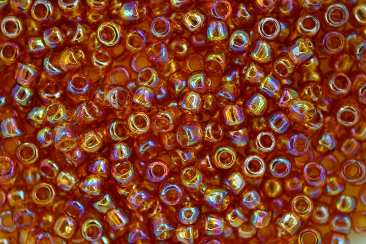 10g TOHO 6/0 Round Japanese Seed Beads 4mm 162C Transparent Topaz Rainbow Beadacious