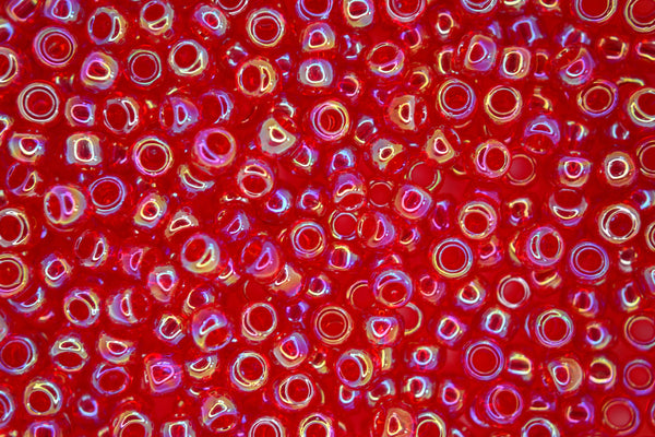 10g TOHO 6/0 Round Japanese Seed Beads 4mm 165C Transparent Ruby Rainbow Beadacious