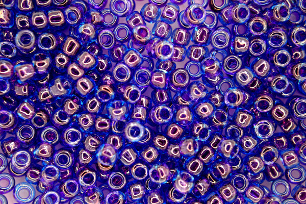 10g TOHO 6/0 Round Japanese Seed Beads 4mm 252 Inside Color Aquamarine/Purple Lined Beadacious