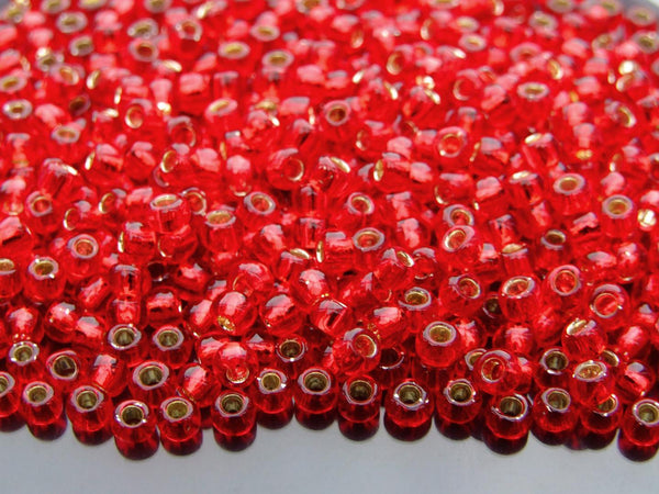 10g TOHO 6/0 Round Japanese Seed Beads 4mm 25C Silver Lined Ruby Beadacious