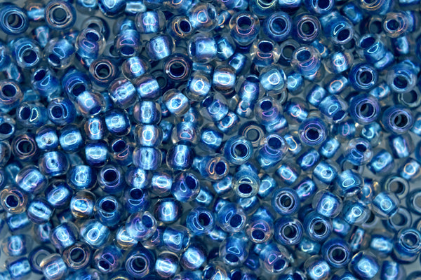 10g TOHO 6/0 Round Japanese Seed Beads 4mm 263 Inside Color Crystal/Light Capri Rainbow Beadacious