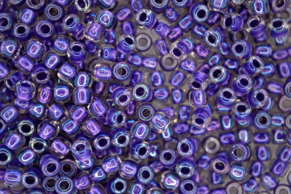 10g TOHO 6/0 Round Japanese Seed Beads 4mm 265 Inside Color Crystal/Metallic Purple Lined Rainbow Beadacious