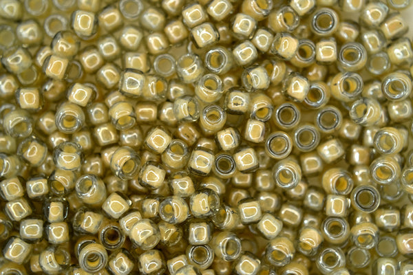 10g TOHO 6/0 Round Japanese Seed Beads 4mm 369 Inside Color Black Diamond/Orange Crme Lined Beadacious