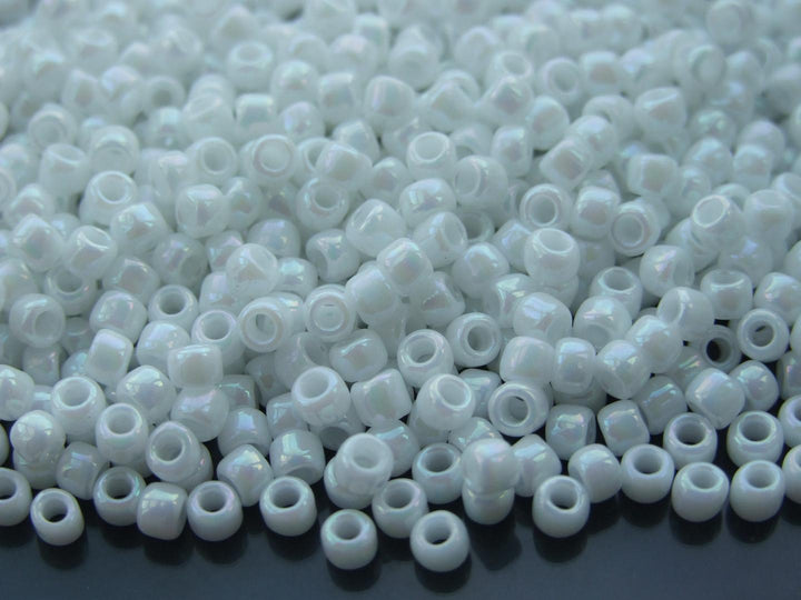 10g TOHO 6/0 Round Japanese Seed Beads 4mm 401 Opaque White Rainbow Beadacious