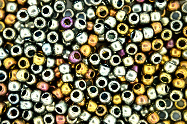 10g TOHO 6/0 Round Japanese Seed Beads 4mm 721 Galvanized Blue Gold Beadacious