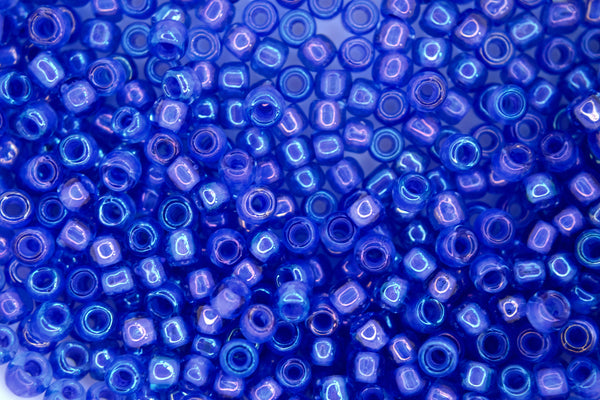 10g TOHO 6/0 Round Japanese Seed Beads 4mm 934 Inside Color Light Sapphire/Purple Lined Beadacious