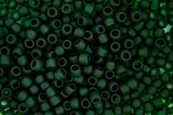 10g TOHO 6/0 Round Japanese Seed Beads 4mm 939F Transparent Green Emerald Frosted Beadacious