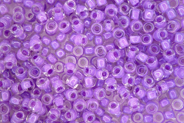 10g TOHO 6/0 Round Japanese Seed Beads 4mm 943 Inside Color Crystal/Lilac Lined Beadacious