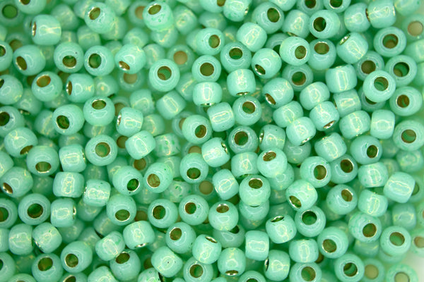 10g TOHO 6/0 Round Japanese Seed Beads 4mm PF2103 PermaFinish Translucent Silver Lined Peridot Beadacious