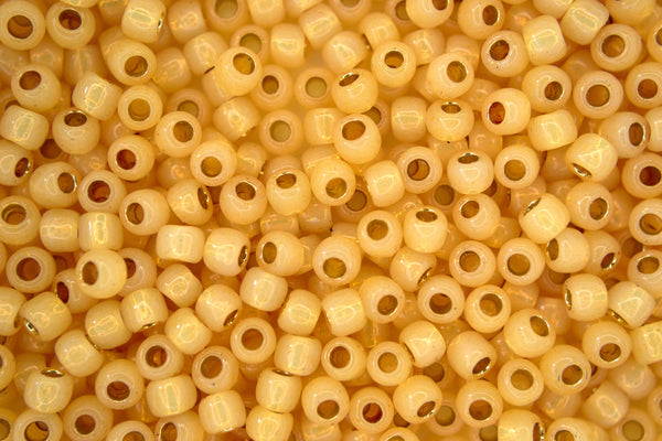 10g TOHO 6/0 Round Japanese Seed Beads 4mm PF2110 PermaFinish Silver Lined Milky Light Topaz Beadacious