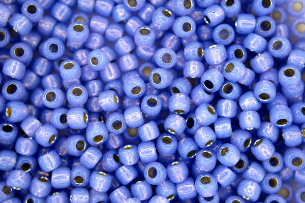 10g TOHO 6/0 Round Japanese Seed Beads 4mm PF2123 PermaFinish Translucent Silver Lined Indigo Beadacious