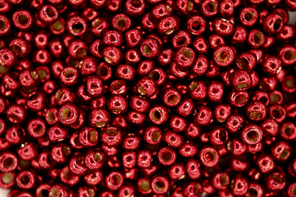 10g TOHO 6/0 Round Japanese Seed Beads 4mm PF564 PermaFinish Galvanized Brick Red Beadacious