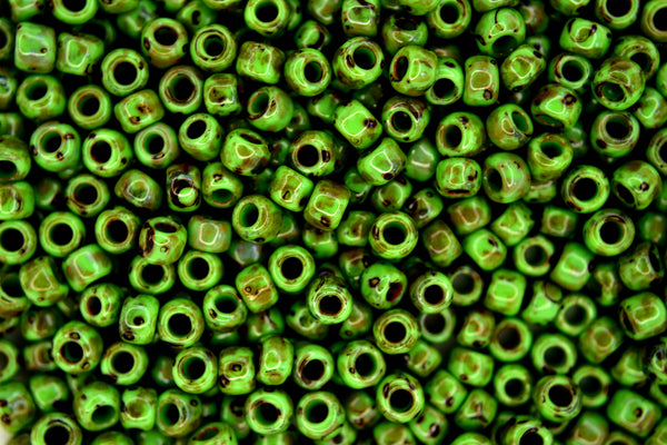 10g TOHO 6/0 Round Japanese Seed Beads 4mm Y321 HYBRID Opaque Mint Green Picasso Beadacious