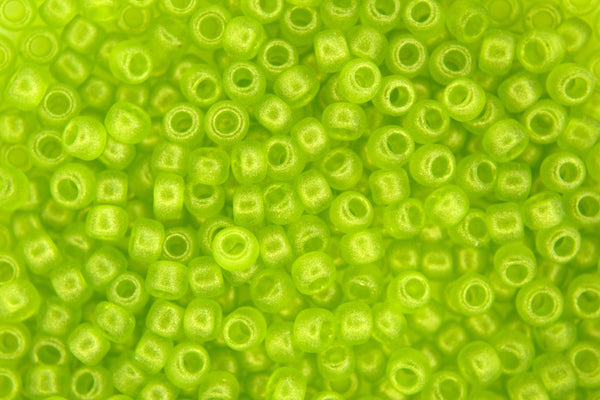 10g TOHO 6/0 Round Japanese Seed Beads 4mm Y620 HYBRID Sueded Gold Transparent Lime Green Beadacious