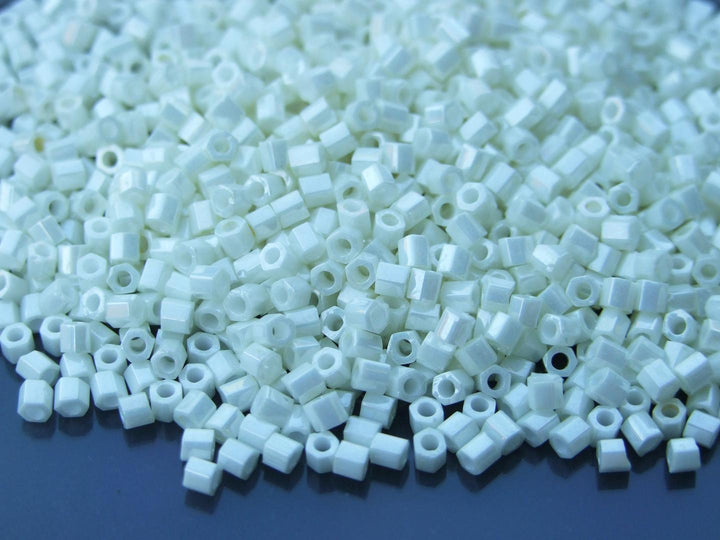 10g TOHO 8/0 Hexagon Japanese Seed Beads 3mm 122 Opaque Navajo White Luster Beadacious