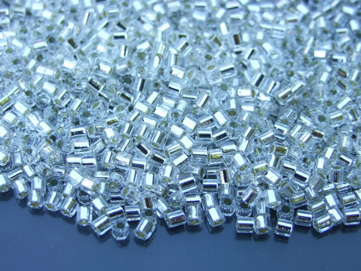 10g TOHO 8/0 Hexagon Japanese Seed Beads 3mm 21 Silver Lined Crystal Beadacious