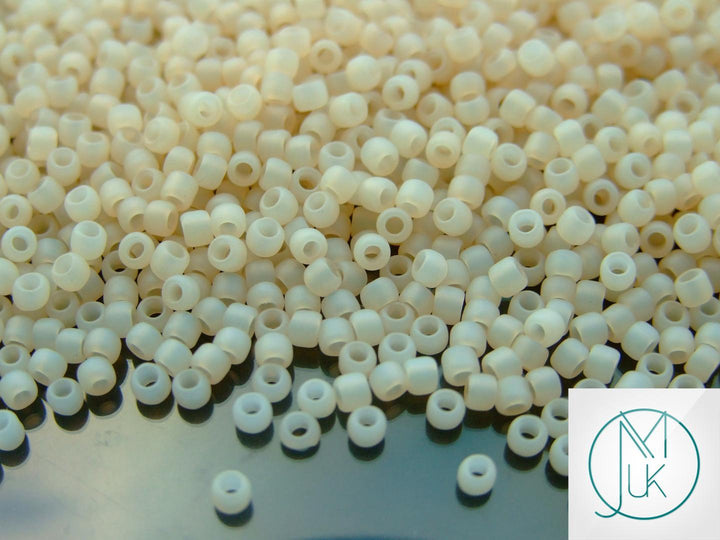 10g TOHO 8/0 Round Japanese Beads 3mm 147F Ceylon Frosted Light Ivory Beadacious