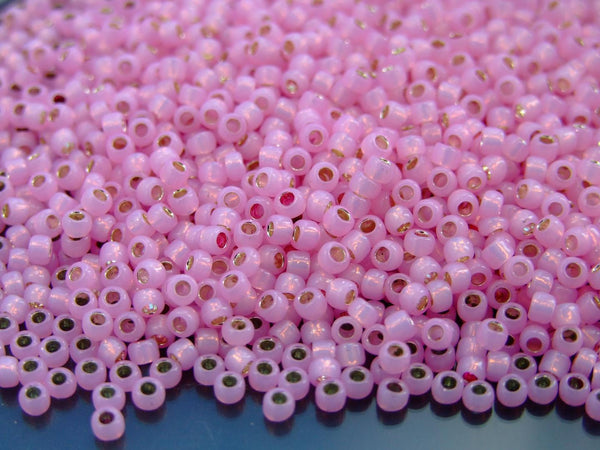 10g TOHO 8/0 Round Japanese Beads 3mm 2105 Silver Lined Milky Rosaline Beadacious