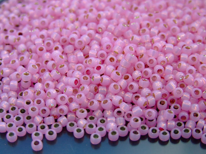 10g TOHO 8/0 Round Japanese Beads 3mm 2105 Silver Lined Milky Rosaline Beadacious