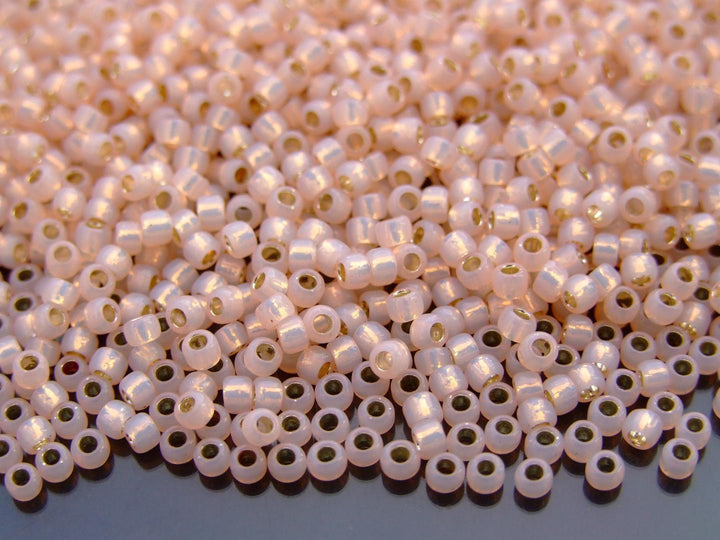 10g TOHO 8/0 Round Japanese Beads 3mm 2126 Silver Lined Milky Peachy Pink Beadacious