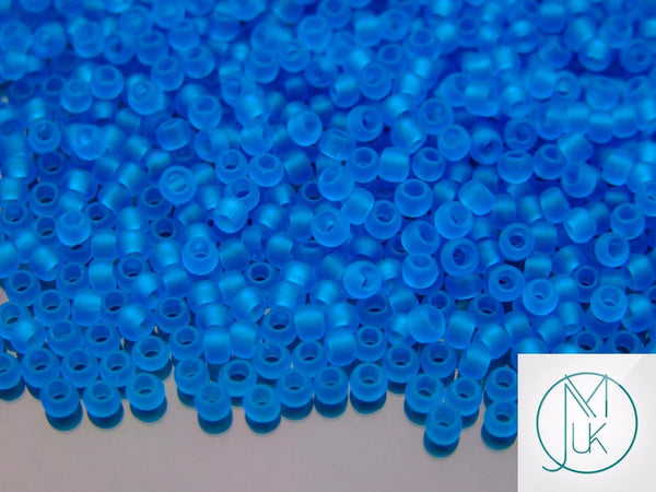 10g TOHO 8/0 Round Japanese Beads 3mm 3CF Transparent Frosted Dark Aquamarine Beadacious