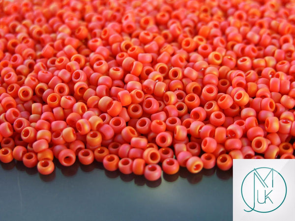 10g TOHO 8/0 Round Japanese Beads 3mm 410F Opaque Frosted Pump Rainbow Beadacious